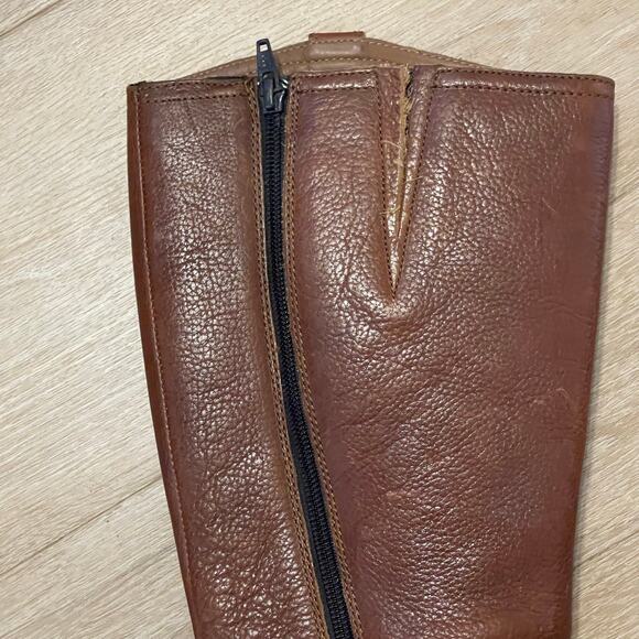 Born BOC Boots Riding Ankle Straps Zip up Brown Cognac Leather Tall 8/39 Comfy - Picture 7 of 11